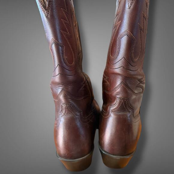 Women's Size 6.5 Ariat Brown Leather Embroidered Western Boots Flawed - Picture 4 of 9